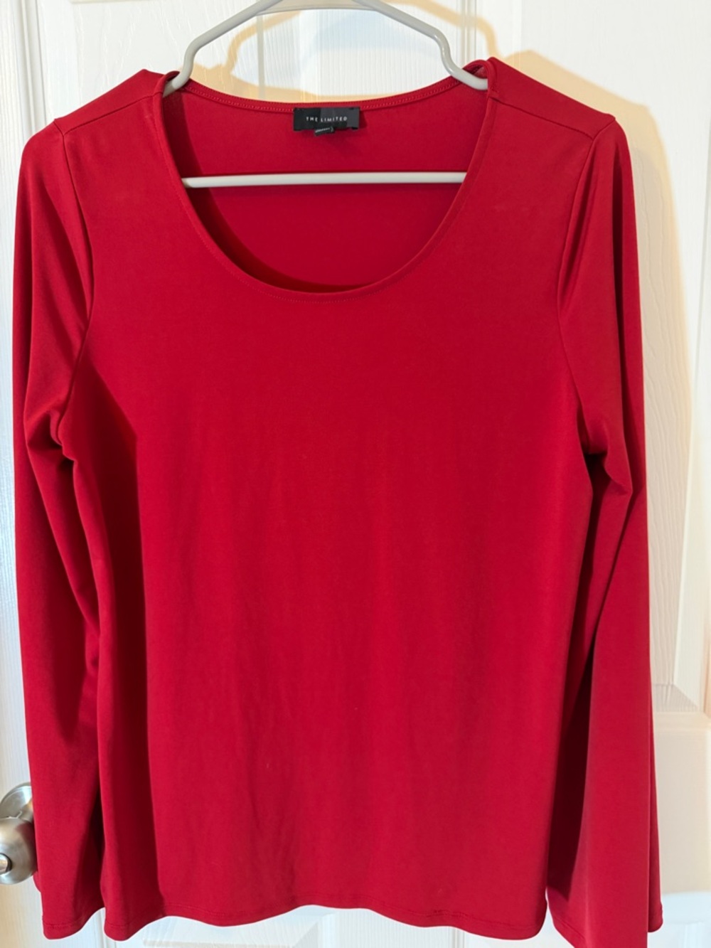 The Limited Red Scoop Neck Long Sleeve Tee